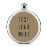 Custom Light Khaki Dark Green Hip Flask