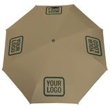 Custom Light Khaki Dark Green Automatic Umbrella