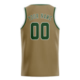 Custom Light Khaki & Dark Green Colors Design Sports Basketball Jersey