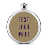 Custom Light Khaki Purple Hip Flask