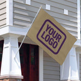 Custom Light Khaki Purple Flag