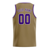 Custom Light Khaki & Purple Colors Design Sports Basketball Jersey