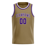 Custom Light Khaki & Purple Colors Design Sports Basketball Jersey