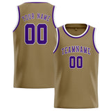 Custom Light Khaki & Purple Colors Design Sports Basketball Jersey