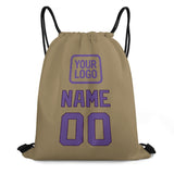 Custom Light Khaki Light Purple Drawstring Bag