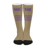 Custom Light Khaki Light Purple Knee-High Sock
