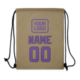 Custom Light Khaki Light Purple Drawstring Bag