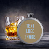 Custom Light Khaki Light Blue Hip Flask