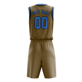 Custom Light Khaki Light Blue Basketball Set