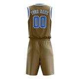 Custom Light Khaki Light Blue Basketball Set