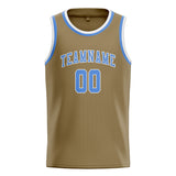 Custom Light Khaki & Light Blue Colors Design Sports Basketball Jersey
