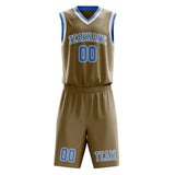 Custom Light Khaki Light Blue Basketball Set