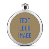 Custom Light Khaki Sky Blue Hip Flask