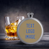 Custom Light Khaki Sky Blue Hip Flask