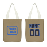 Custom Light Khaki Navy Canvas Tote Bag