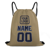 Custom Light Khaki Navy Drawstring Bag