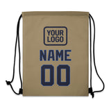 Custom Light Khaki Navy Drawstring Bag