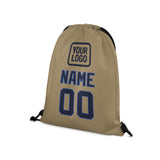 Custom Light Khaki Navy Drawstring Bag