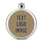 Custom Light Khaki Blue Hip Flask