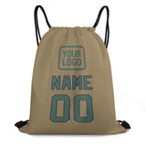 Custom Light Khaki Blue Green Drawstring Bag