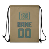Custom Light Khaki Blue Green Drawstring Bag