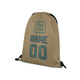 Custom Light Khaki Blue Green Drawstring Bag