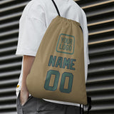 Custom Light Khaki Blue Green Drawstring Bag