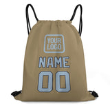 Custom Light Khaki Light Blue Drawstring Bag
