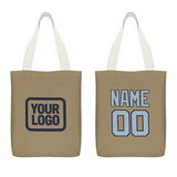Custom Light Khaki Light Blue Canvas Tote Bag