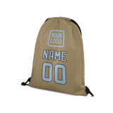 Custom Light Khaki Light Blue Drawstring Bag