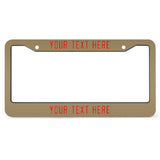 Custom Light Khaki Orange Red License Plate Frame
