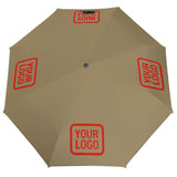 Custom Light Khaki Orange Red Automatic Umbrella