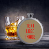 Custom Light Khaki Orange Red Hip Flask