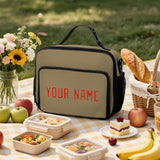 Custom Light Khaki Orange Red Lunch Bag
