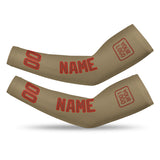 Custom Light Khaki Coral Red Arm Sleeve