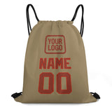 Custom Light Khaki Coral Red Drawstring Bag