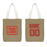 Custom Light Khaki Coral Red Canvas Tote Bag