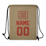 Custom Light Khaki Coral Red Drawstring Bag
