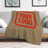 Custom Light Khaki Orange Red Blanket