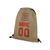 Custom Light Khaki Coral Red Drawstring Bag