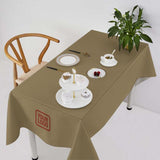 Custom Light Khaki Orange Red Square Table Cloth