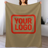 Custom Light Khaki Orange Red Blanket