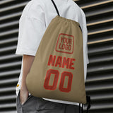 Custom Light Khaki Coral Red Drawstring Bag