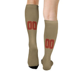 Custom Light Khaki Coral Red Knee-High Sock