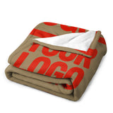 Custom Light Khaki Orange Red Blanket