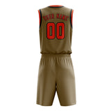 Custom Light Khaki Orange Red Basketball Set