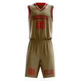 Custom Light Khaki Orange Red Basketball Set