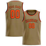 Custom Light Khaki & Orange Red Colors Design Sports Basketball Jersey