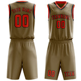 Custom Light Khaki Orange Red Basketball Set