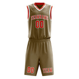 Custom Light Khaki Orange Red Basketball Set